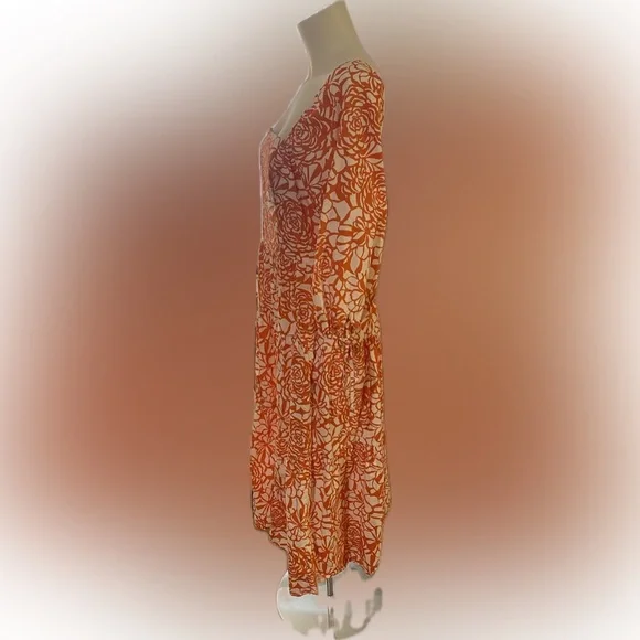 Amanda Uprichard Francine Floral cotton MIDI dress size large orange white - Picture 4 of 6